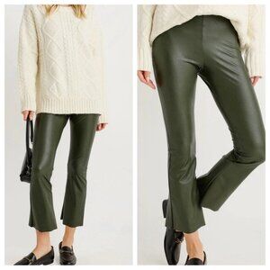 Faux Leather Cropped Flare Pine MED